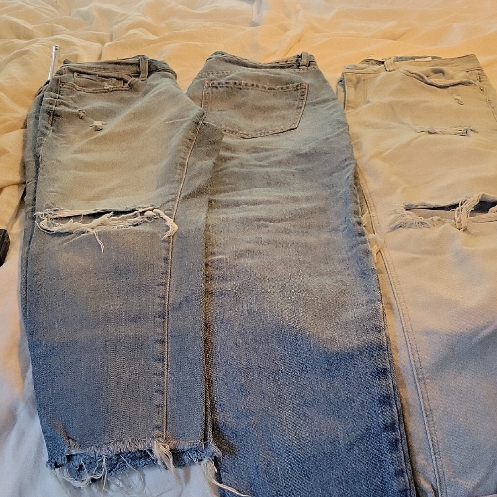 Womens Blue Distressed Jeans